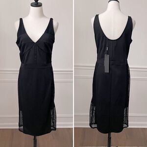 NWT Kardashian Kollection Black Tank BodyCon Dress Mesh Sides L